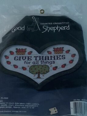 Good Shepherd Counted Cross Stitch “Give Thanks” kit new in package